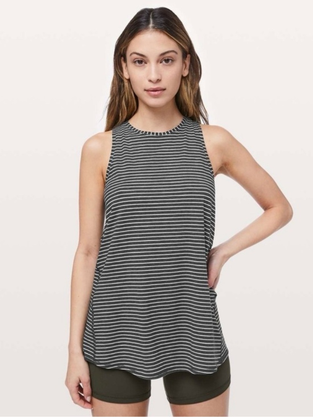 Lululemon All Tied Up Tank Modern Stripe Heathered Black White Size 4